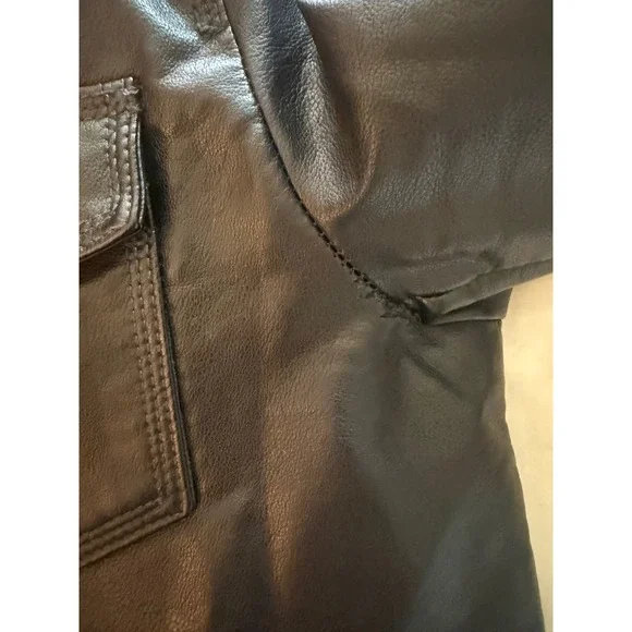 Levis Mens Black Faux Leather Sherpa Trucker Jacket Size S Bomber Full Zip - Picture 12 of 13